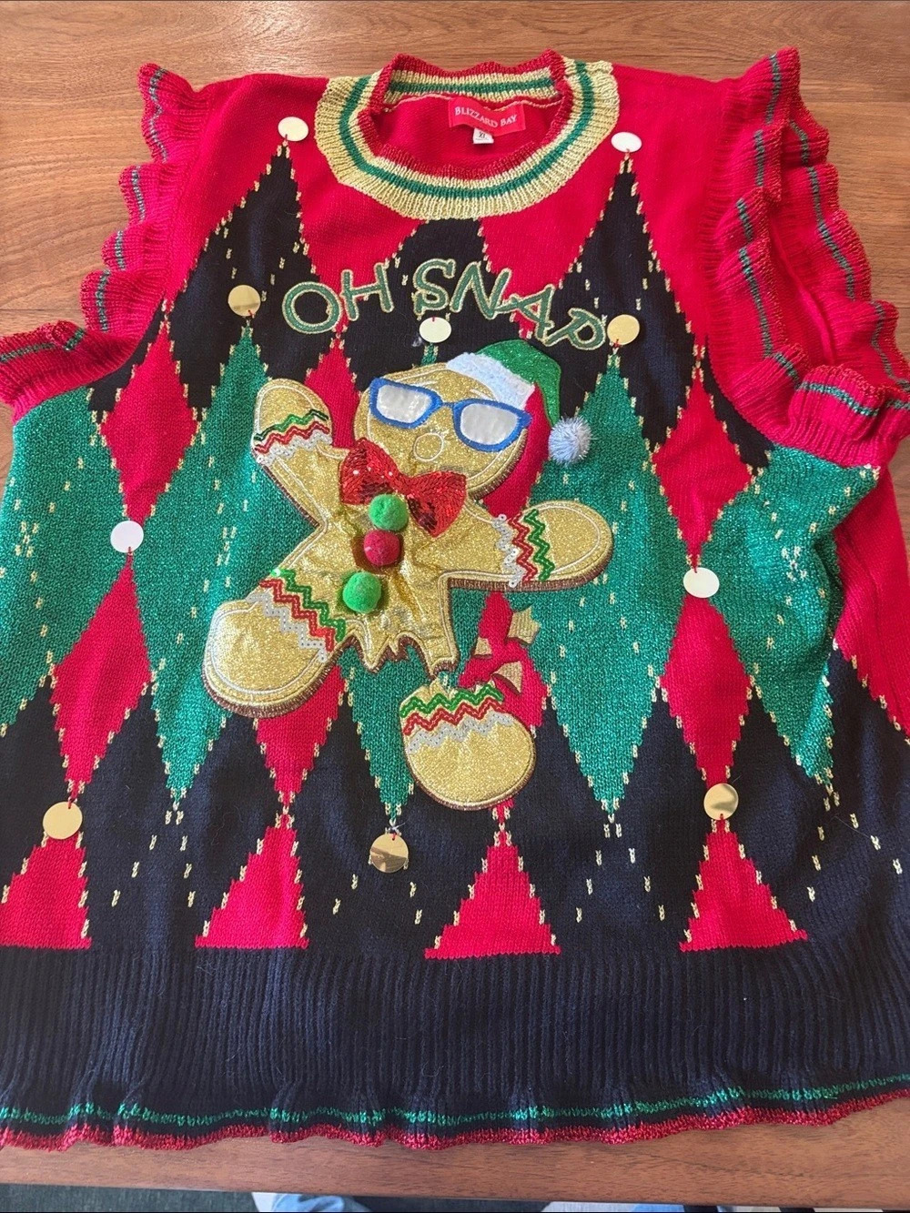 Blizzard Bay Oh Snap Gingerbread Man Ugly Christmas Sweater Holiday Sweater XL